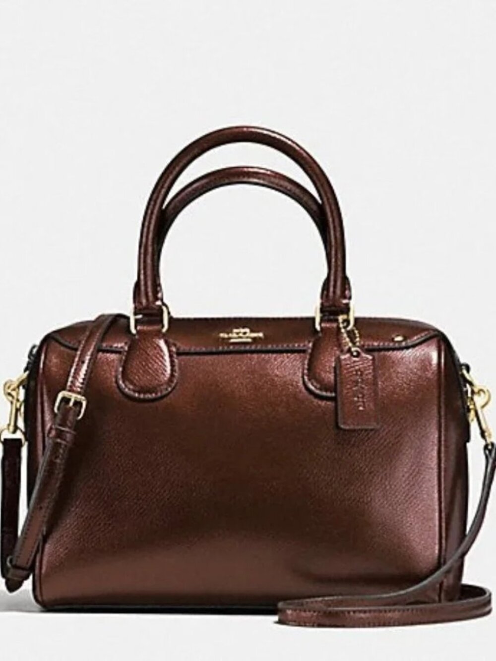 New Coach Mini Bennett Metallic Bronze Shoulder Bag Purse